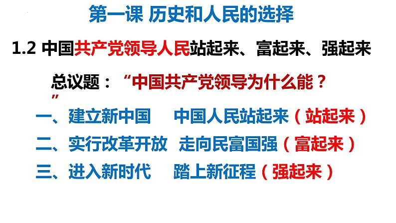 1.2 中国共产党领导人民站起来、富起来、强起来 课件-2023-2024学年高中政治统编版必修三政治与法治03