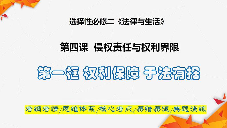 4.1 权利保障 于法有据 课件-2024届高考政治一轮复习统编版选择性必修二法律与生活第1页