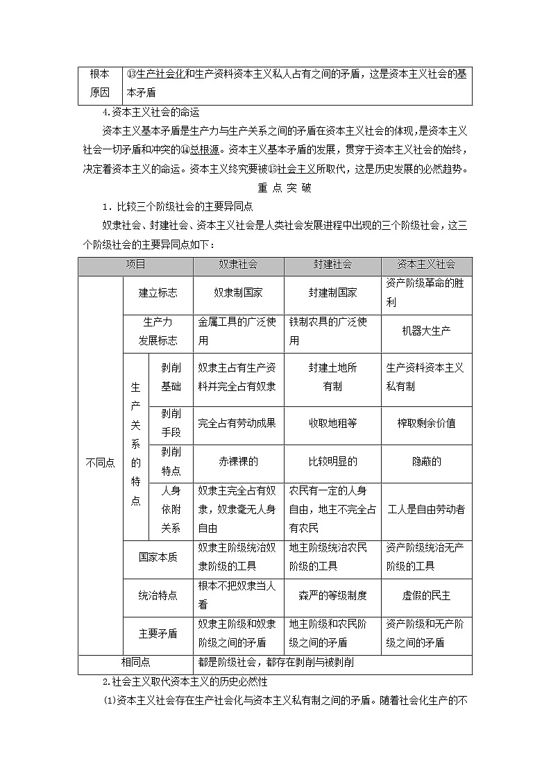 2025版高考政治一轮总复习考点精析教案必修1第1课社会主义从空想到科学从理论到实践的发展考点1原始社会的解体和阶级社会的演进03