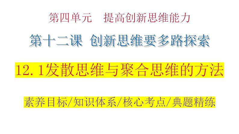 12.1 发散思维与聚合思维的方法 课件-2024届高考政治一轮复习统编版选择性必修三逻辑与思维第1页