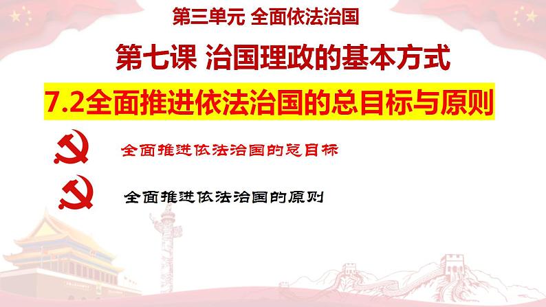 7.2全面推进依法治国的总目标与原则 课件-2023-2024学年高中政治统编版必修三政治与法治01