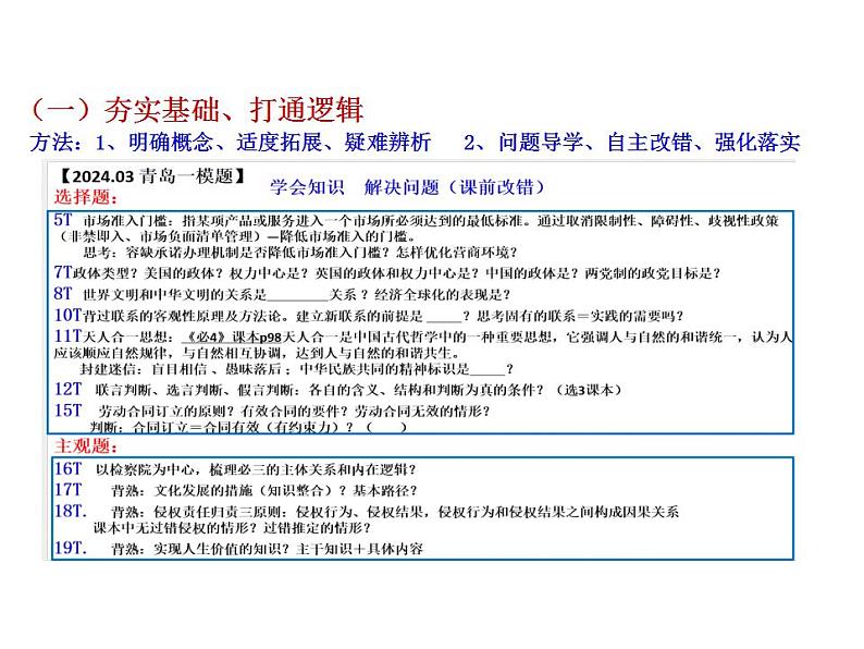 2024届山东省青岛市高三一模政治试题讲评课件-2024届高考政治二轮复习02