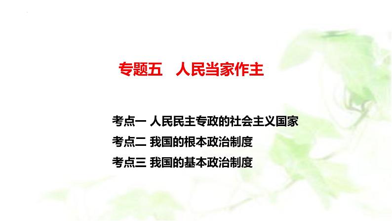 专题五人民当家作主课件-2024届高考政治二轮复习统编版必修三政治与法治02