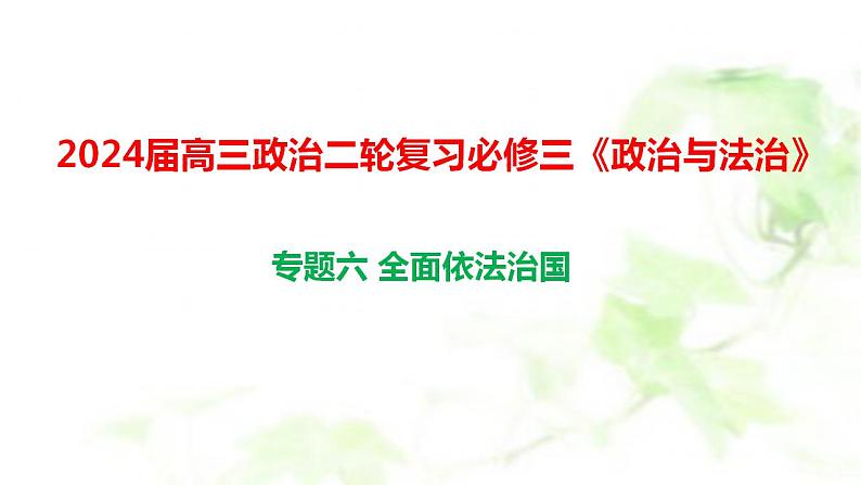 专题六 全面依法治国课件-2024届高考政治二轮复习统编版必修3政治与法治02