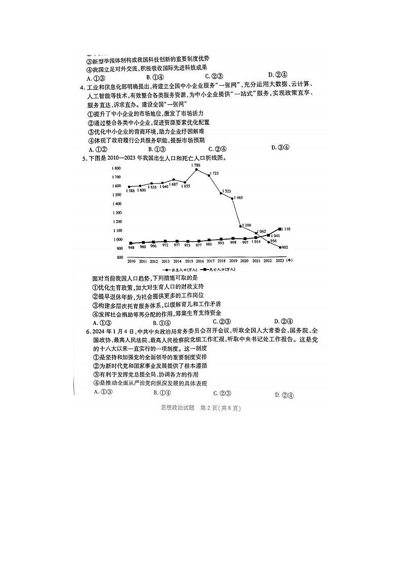 2024届海南省高三学业水平诊断政治试题02
