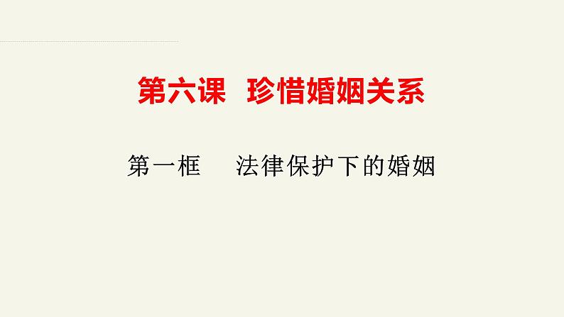 6.1法律保护下的婚姻 课件-2023-2024学年高中政治统编版选择性必修二法律与生活第1页