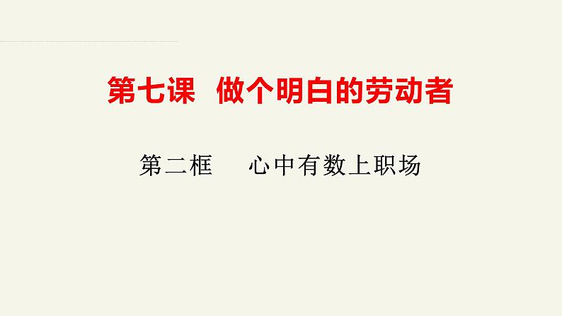 7.2心中有数上职场 课件-2023-2024学年高中政治统编版选择性必修二法律与生活第1页