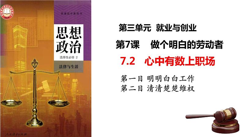 2023-2024学年高中政治统编版选择性必修二法律与生活：7.2心中有数上职场 课件第1页