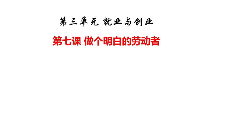 2023-2024学年高中政治统编版选择性必修二法律与生活：第七课 做个明白的劳动者 课件01