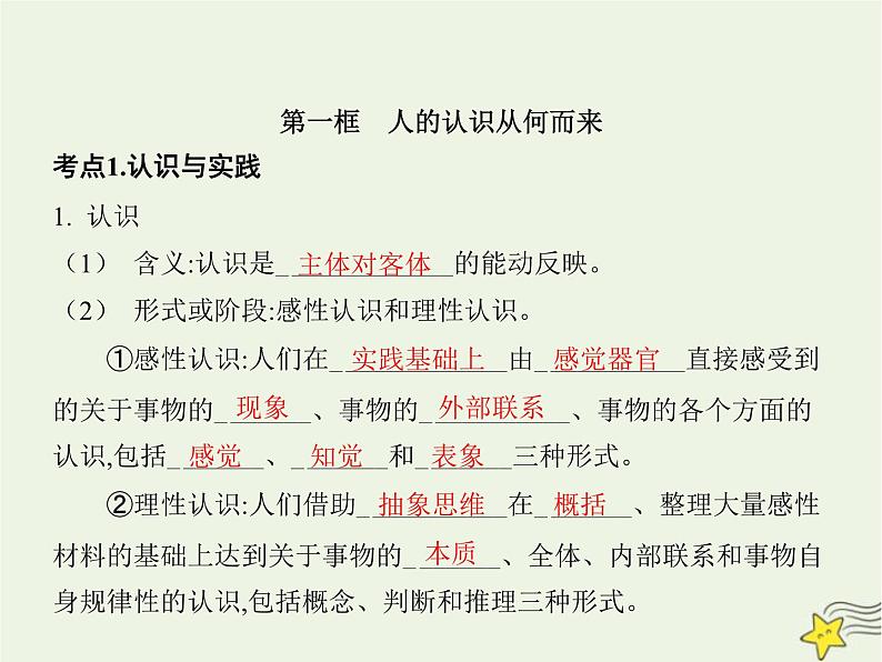 高中思想政治学考复习必修4哲学与文化课时21探索认识的奥秘课件03