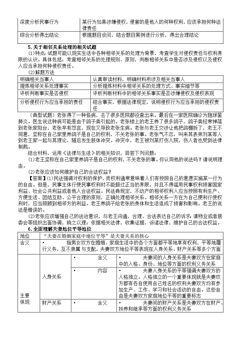 高中政治2024届高考《法律与生活》主观试题讲解和练习（共三大类）第3页