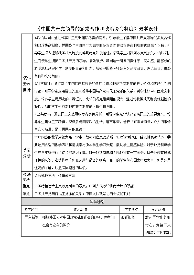 【课件研究所】人教版高中必修三6.1《中国共产党领导的多党合作和政治协商制度》课件（教案）01