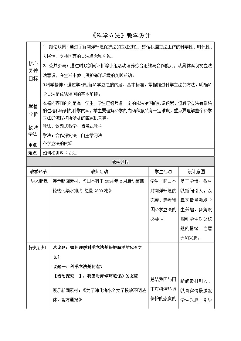 【课件研究所】人教版高中必修三9.1《科学立法》课件（教案）01