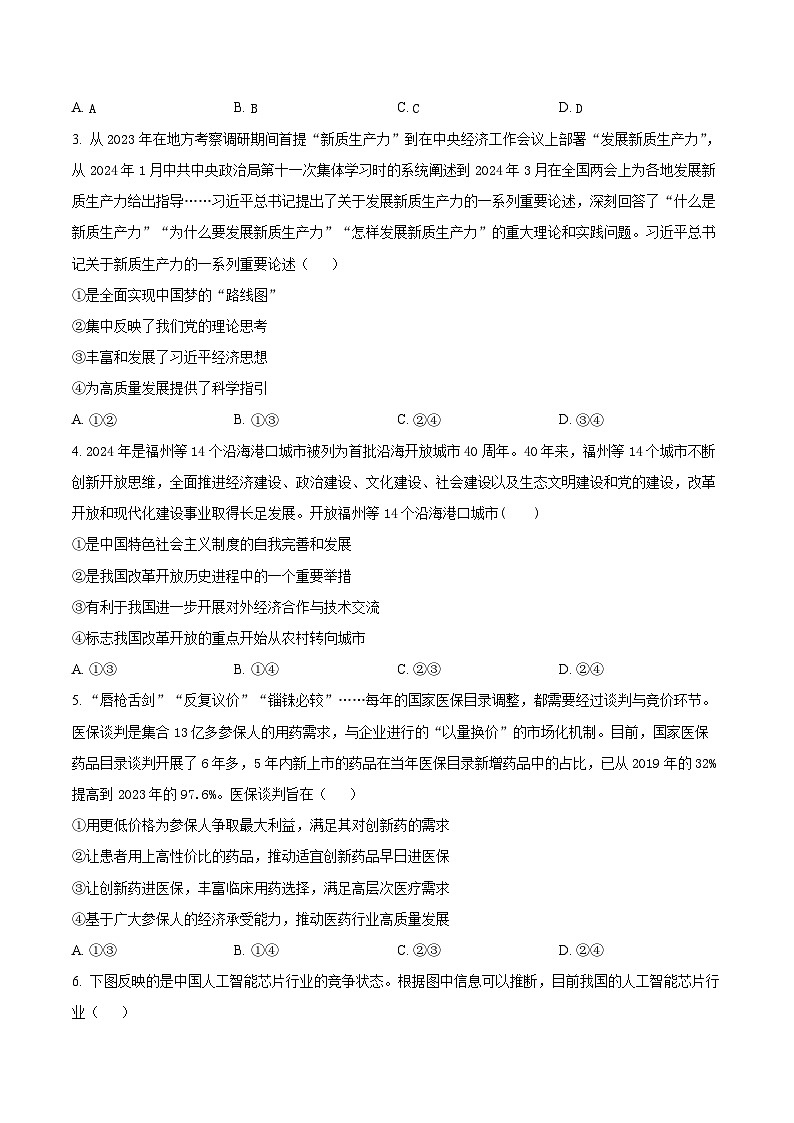 湖南省常德市石门县第一中学2023-2024学年高三下学期期中考试政治试卷（原卷版+解析版）02