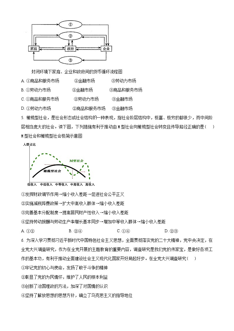 重庆市名校联盟2023-2024学年高三下学期第一次联考政治试题（原卷版）第2页