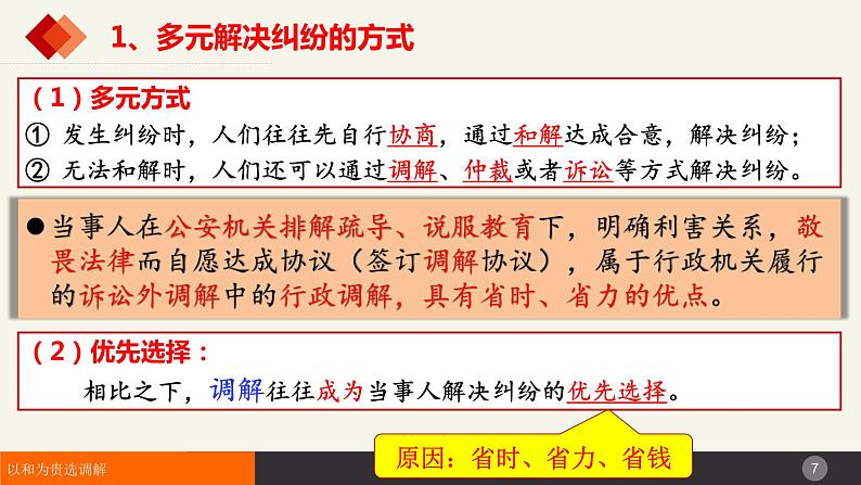 9.1 认识调解与仲裁 课件-2023-2024学年高中政治统编版选择性必修二法律与生活 (2)第7页