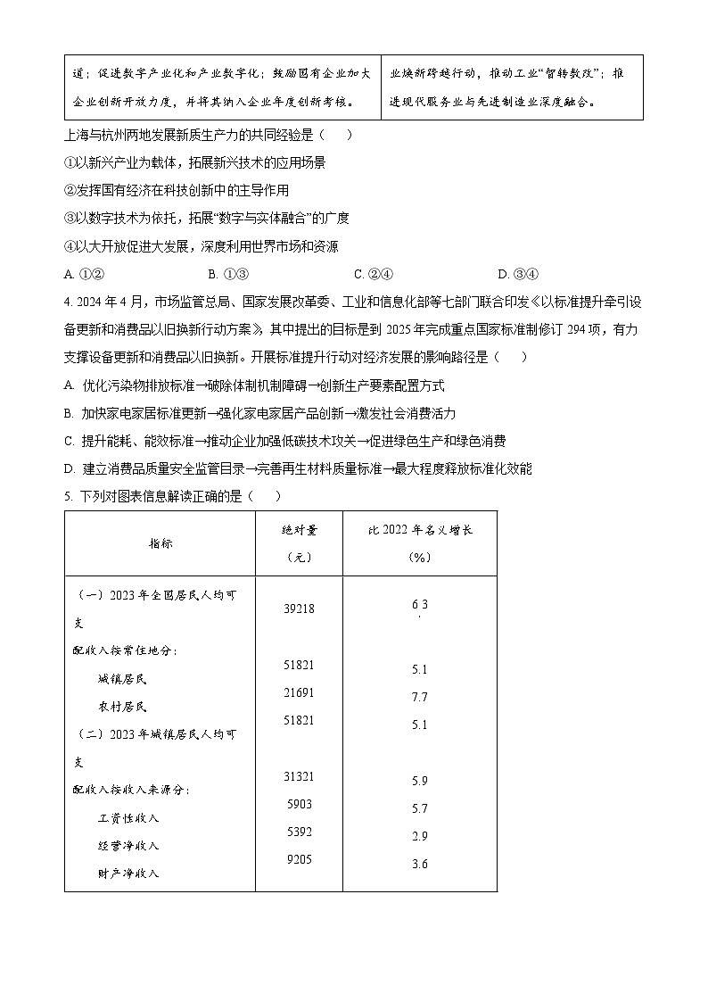 2024届甘肃省白银市靖远县高三下学期全真模拟政治试题（原卷版）第2页