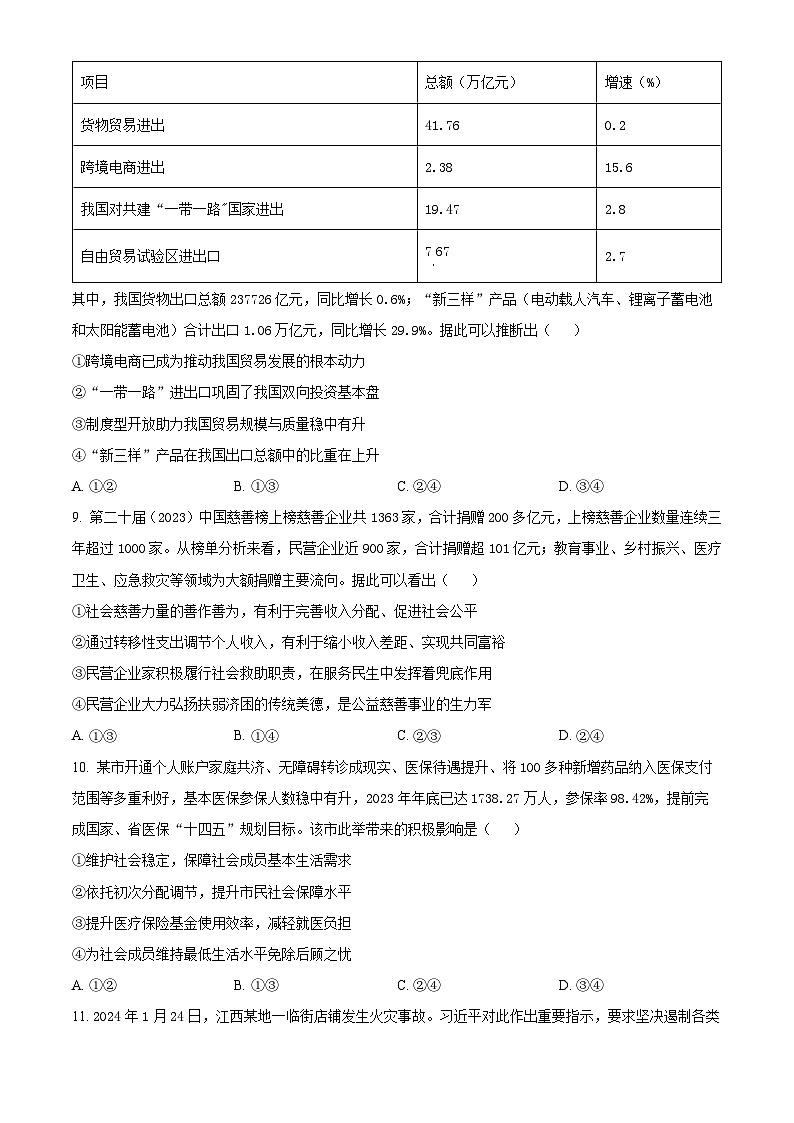 云南省保山市智源高级中学有限公司2023-2024学年高一下学期4月期中考试政治试题03