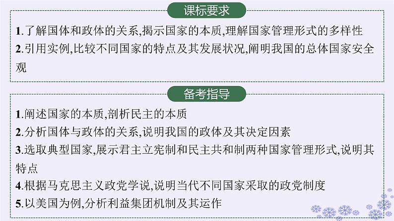 2025届高考政治一轮总复习选择性必修1第1课国体与政体课件02