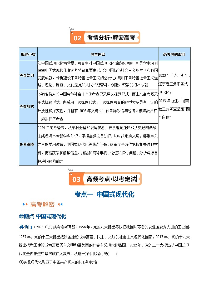 专题03  道路篇—中国式现代化（讲义）-【考点解密】2024年高考政治高频考点预测03