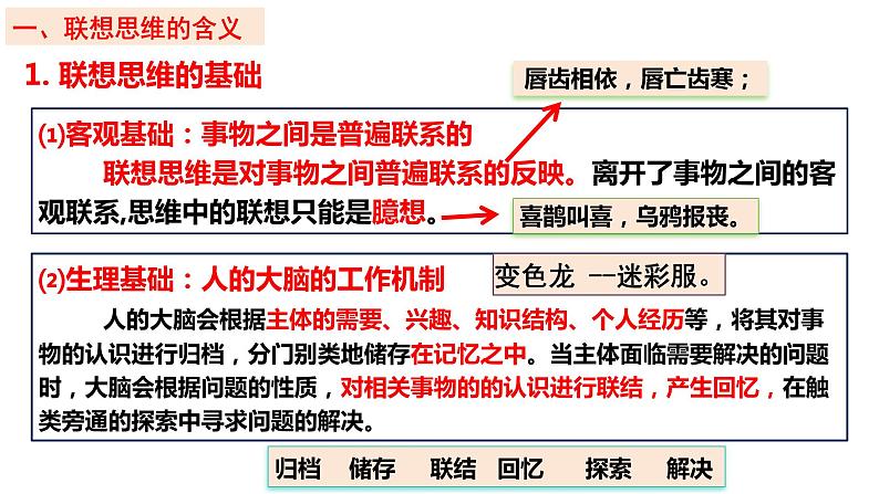 11.2 联想思维的含义与方法定  课件 高中政治选择性必修3逻辑与思维 统编版04