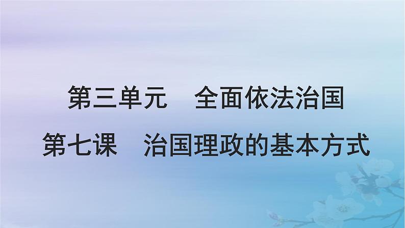 2025届高考政治一轮总复习必修3第三单元全面依法治国第七课治国理政的基本方式课件01