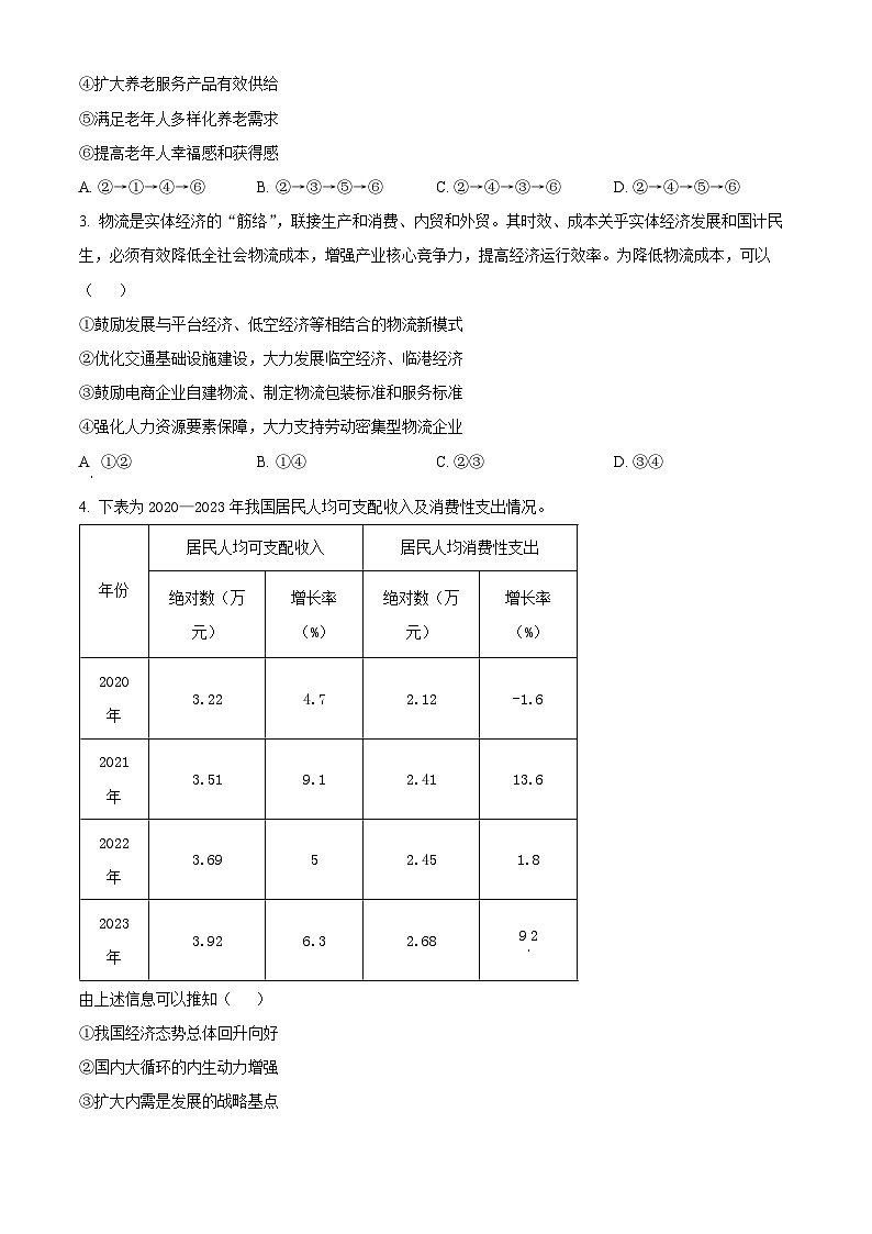 2024届山东省日照市高三校际联合考试（三模）政治试题（原卷版+解析版）02