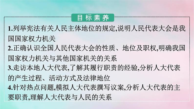 新教材2024年高中政治第2单元人民当家作主第5课第1框人民代表大会：我国的国家权力机关课件部编版必修302