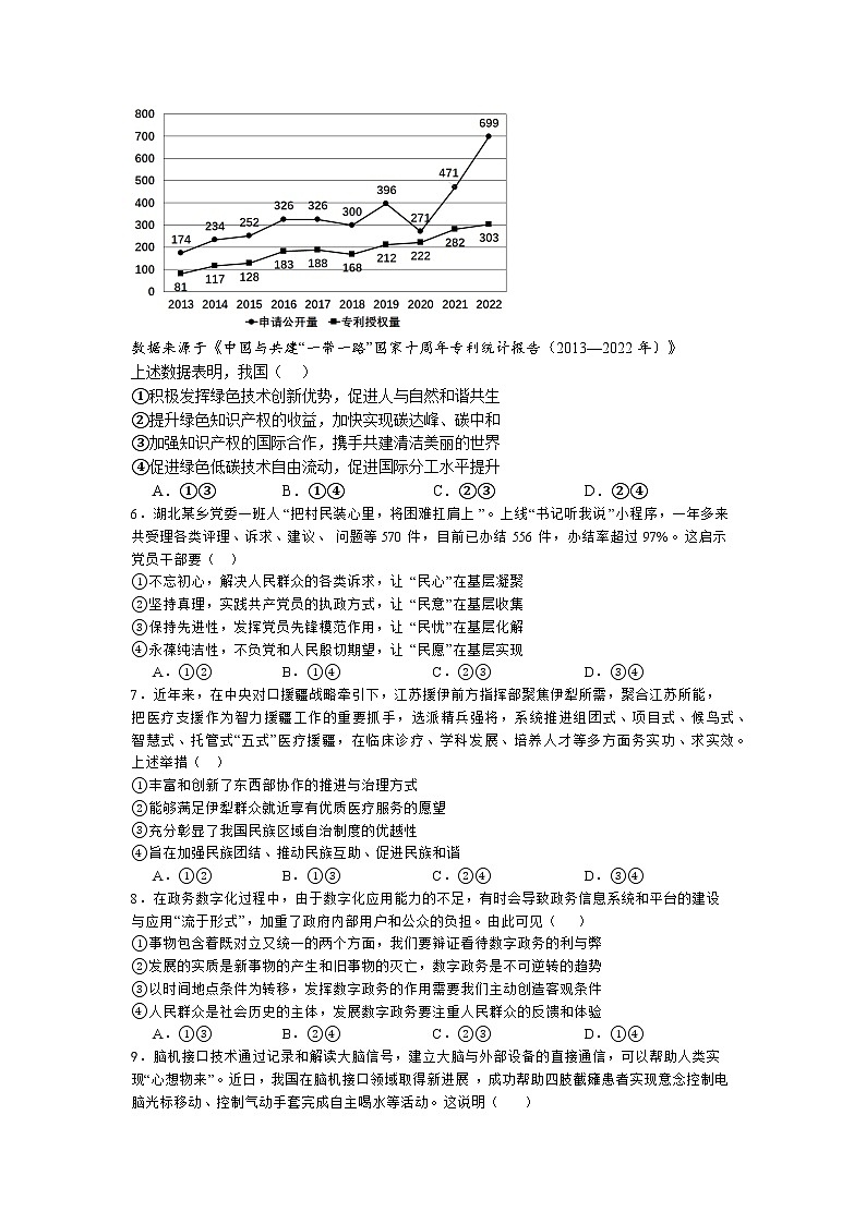 湖南省浏阳市第一中学2024届高三下学期6月适应性考试政治试题（Word版附答案）第2页