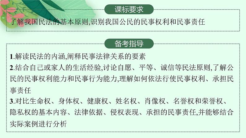 2025届人教新高考高三政治一轮复习课件选修2第1课在生活中学民法用民法02