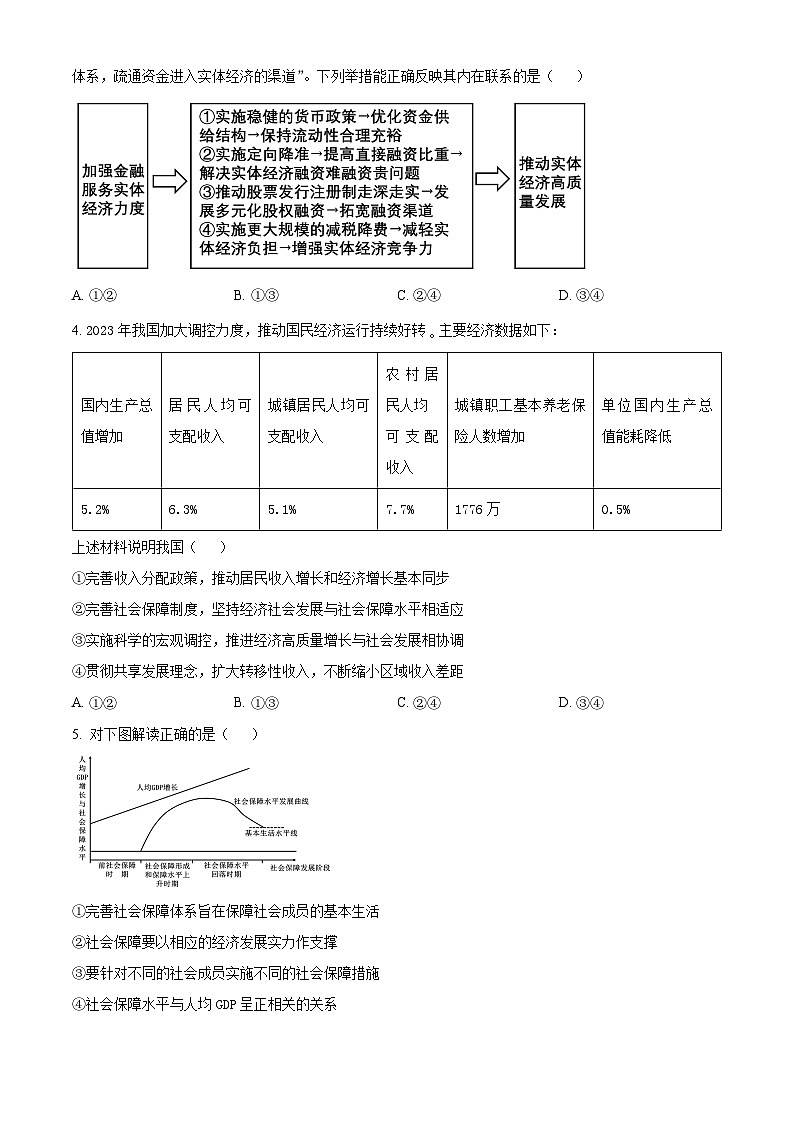 浙江省强基联盟2023-2024学年高二下学期5月统测政治试题 Word版无答案第2页