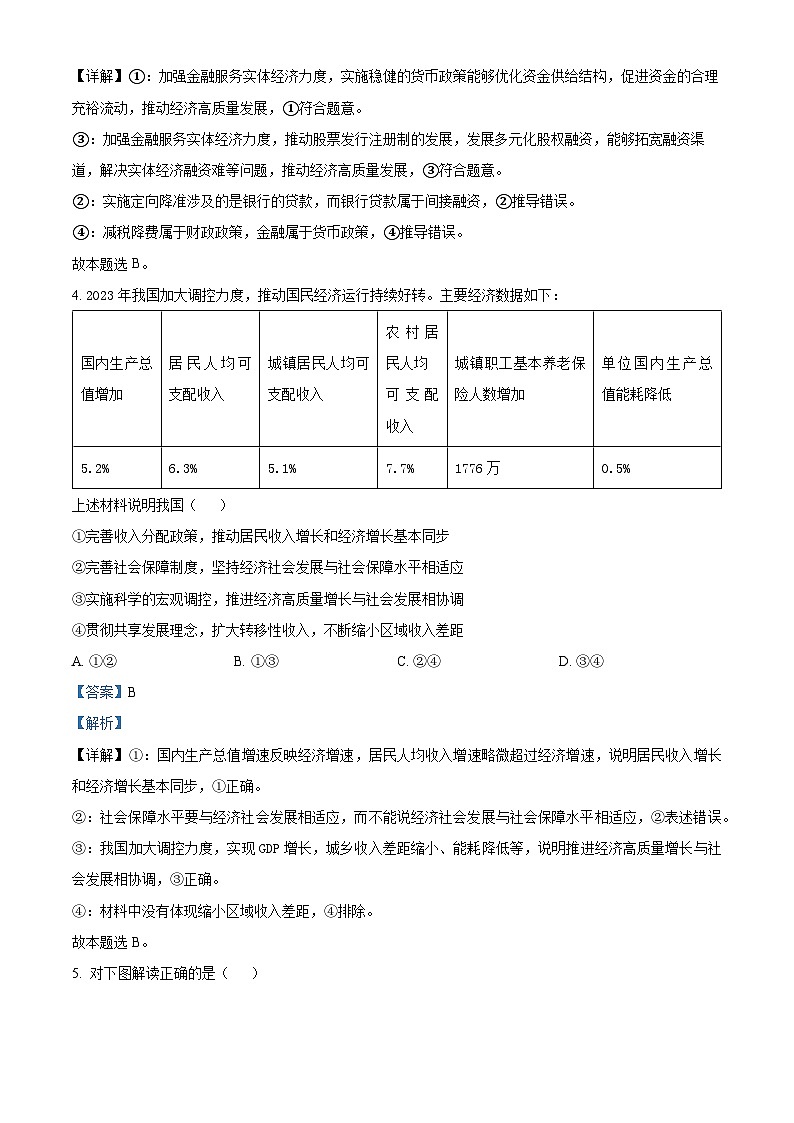 浙江省强基联盟2023-2024学年高二下学期5月统测政治试题 Word版含解析第3页