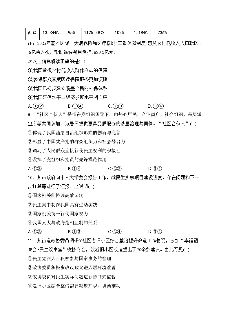 浙江省杭州市2023-2024学年高二下学期6月期末考试政治试卷(含答案)03