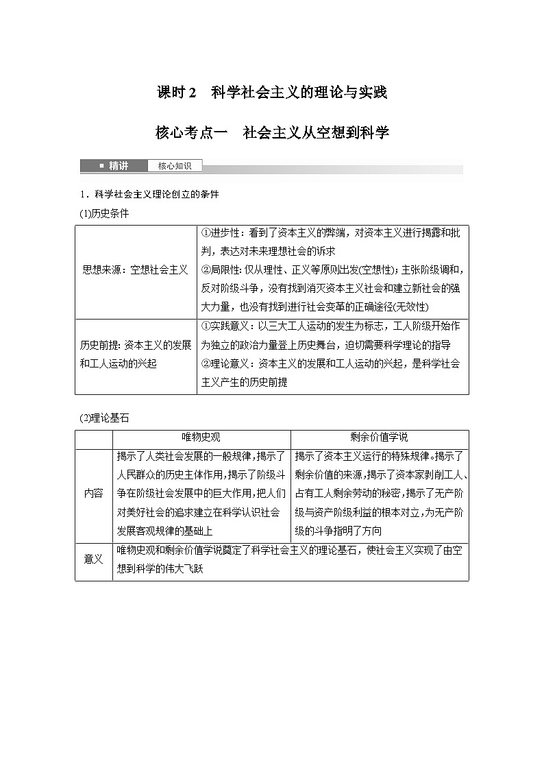 必修1 第一课　课时二　科学社会主义的理论与实践-2025年高考政治一轮复习课件01