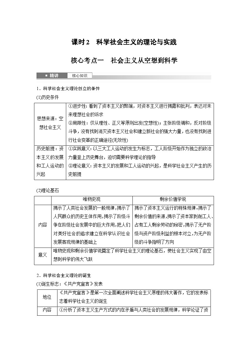 必修1 第一课　课时二　科学社会主义的理论与实践-2025年高考政治一轮复习课件01