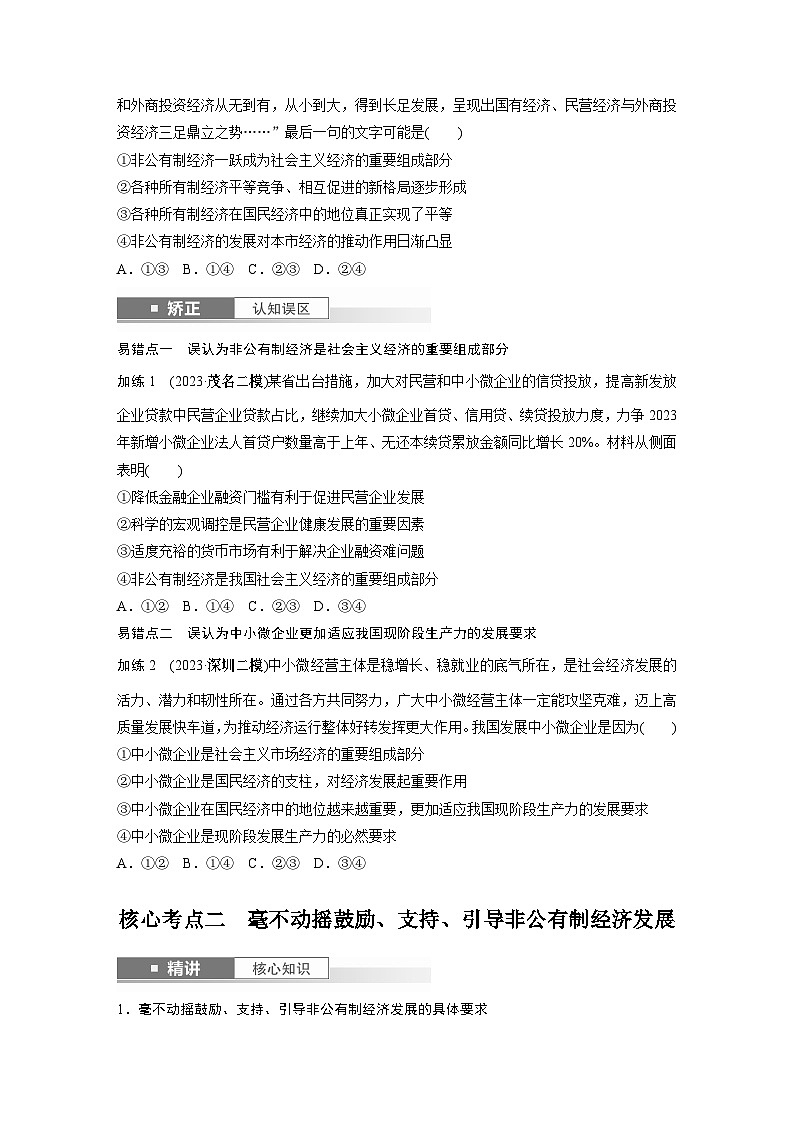 必修2 第五课　课时二　多种所有制经济共同发展-2025年高考政治一轮复习课件03