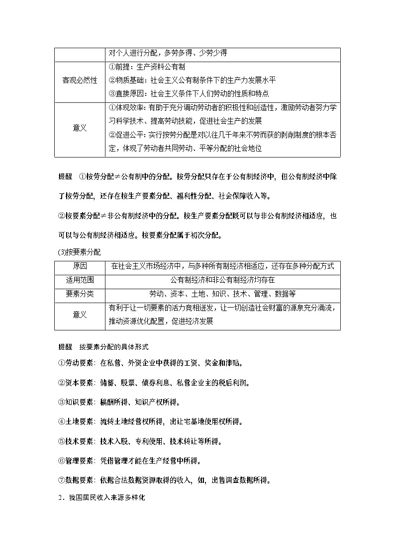 必修2 第八课　课时一　我国的个人收入分配-2025年高考政治一轮复习课件03