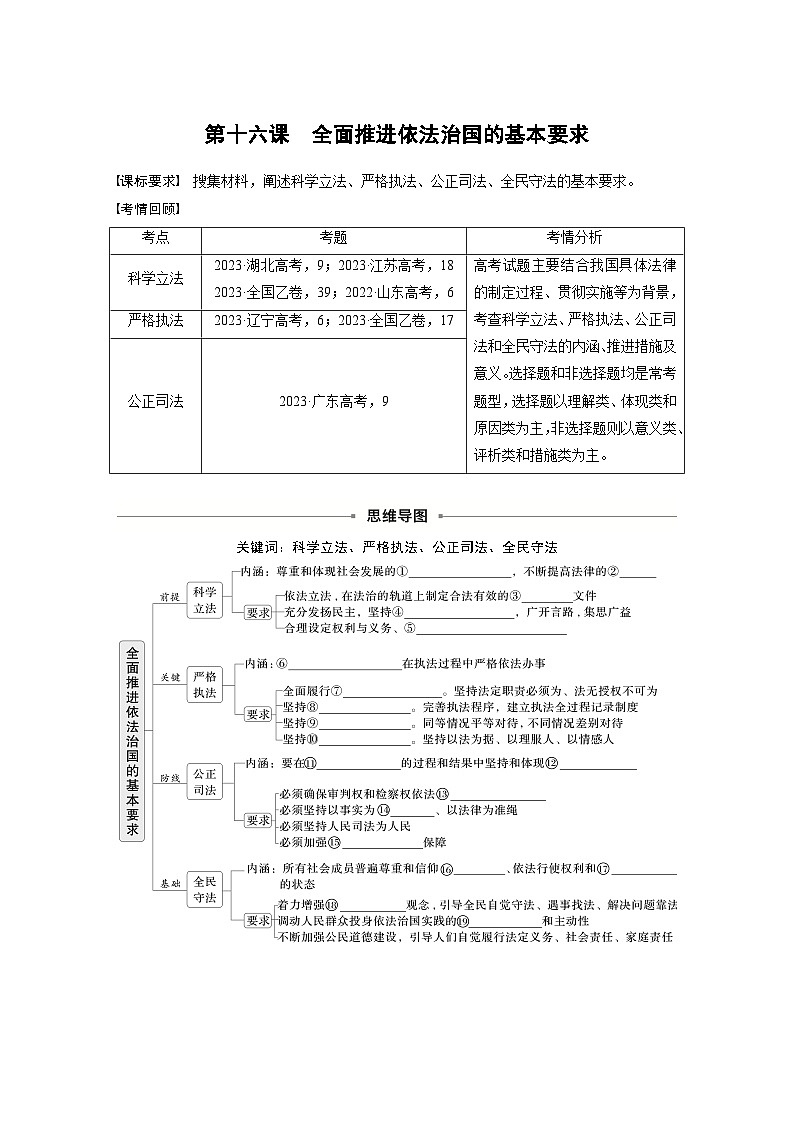 必修3 第十六课　课时一　科学立法与严格执法-2025年高考政治一轮复习课件01