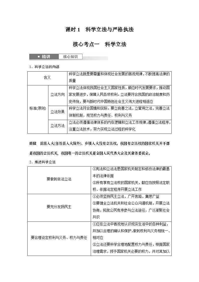 必修3 第十六课　课时一　科学立法与严格执法-2025年高考政治一轮复习课件02