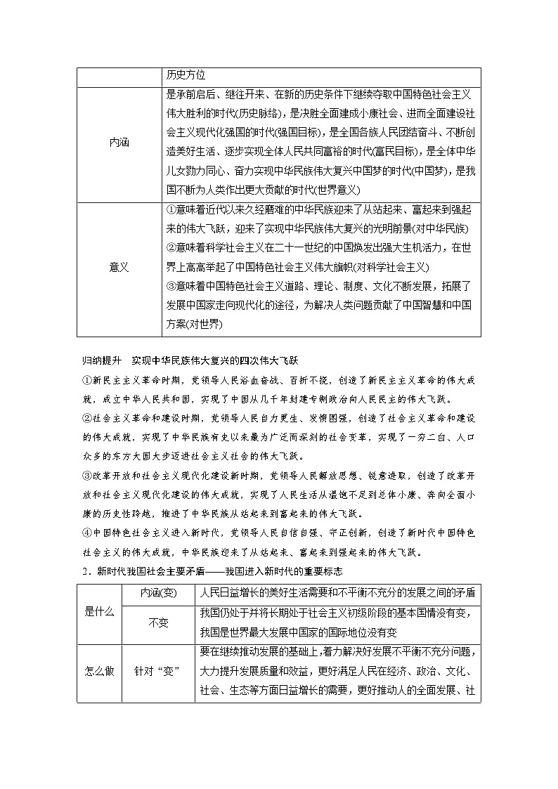 2025年高考政治大一轮复习 必修1 第四课 课时一　新时代的主要矛盾与奋斗目标（课件+讲义）03
