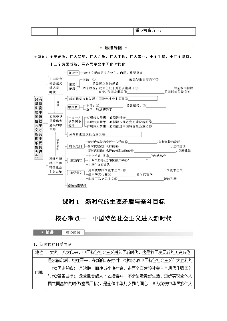 2025年高考政治大一轮复习 必修1 第四课 课时一　新时代的主要矛盾与奋斗目标（课件+讲义）02