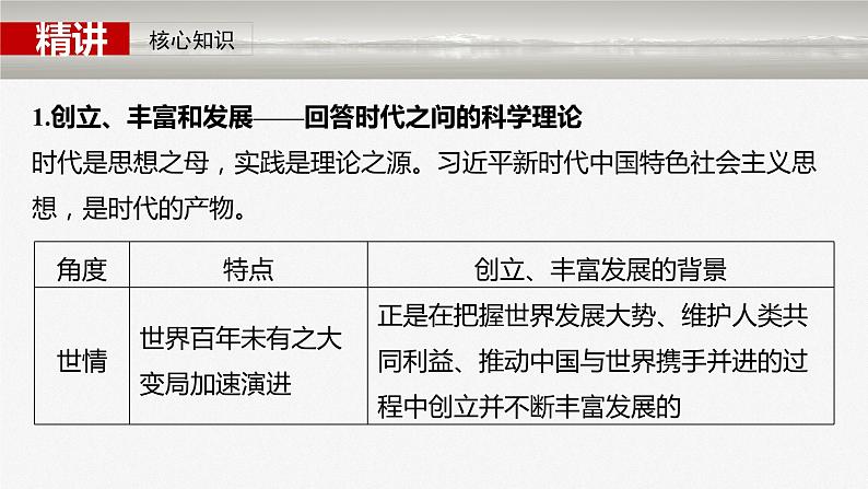 2025年高考政治大一轮复习 必修1 第四课 课时二　习近平新时代中国特色社会主义思想（课件+讲义）07