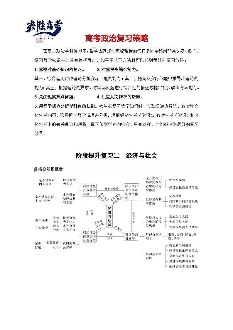 2025年高考政治大一轮复习 必修2 阶段提升复习二　经济与社会（课件+讲义）01