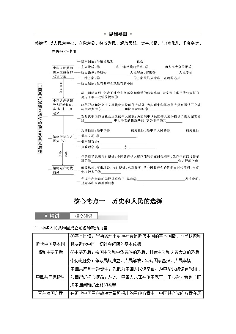 2025年高考政治大一轮复习 必修3 第九课　中国共产党领导地位的确立及其先进性（课件+讲义）02