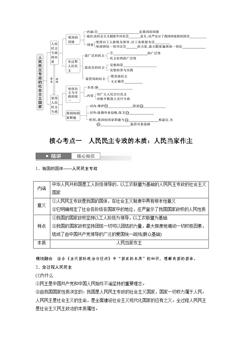 2025年高考政治大一轮复习 必修3 第十一课　人民民主专政的社会主义国家（课件+讲义）02