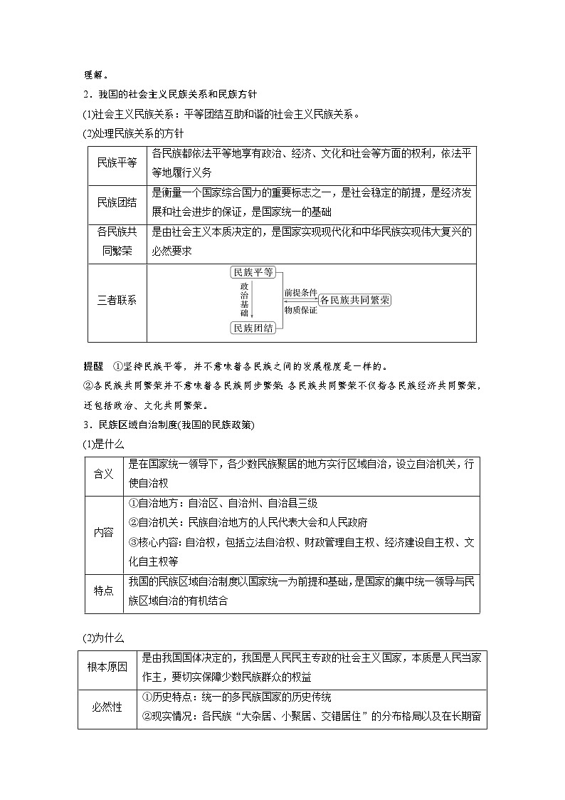 2025年高考政治大一轮复习 必修3 第十三课　课时二　民族区域自治制度（课件+讲义）02
