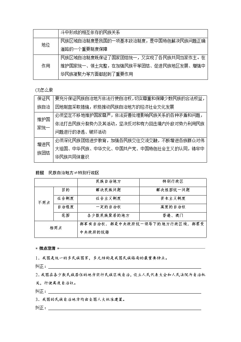 2025年高考政治大一轮复习 必修3 第十三课　课时二　民族区域自治制度（课件+讲义）03
