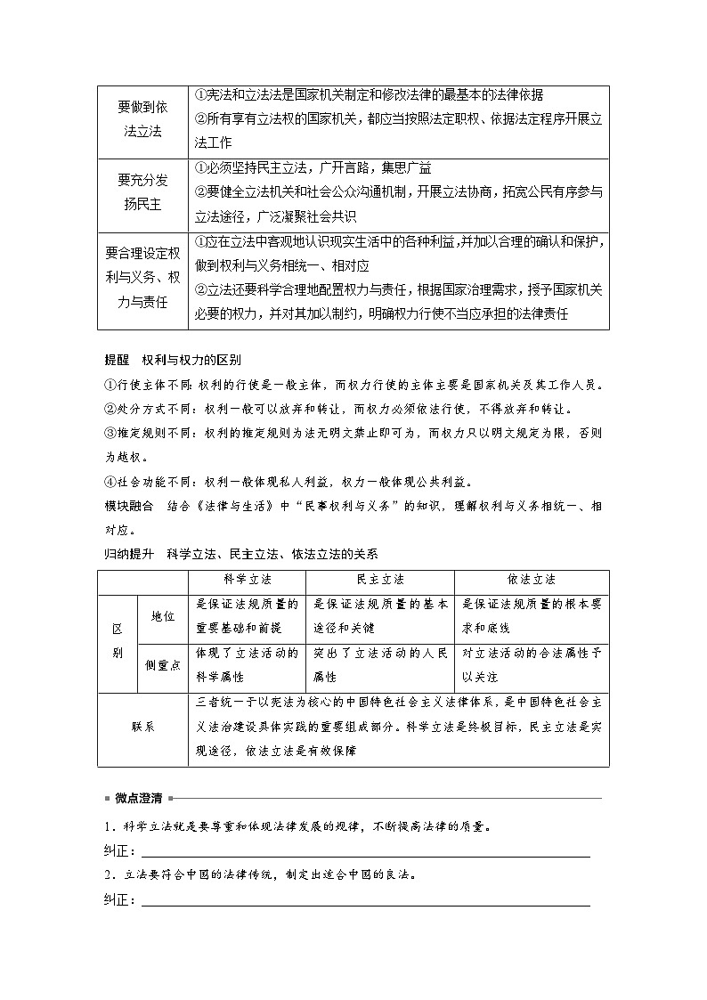 2025年高考政治大一轮复习 必修3 第十六课　课时一　科学立法与严格执法（课件+讲义）03
