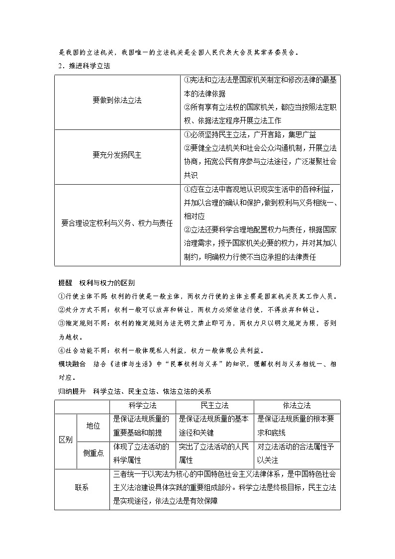 2025年高考政治大一轮复习 必修3 第十六课　课时一　科学立法与严格执法（课件+讲义）03