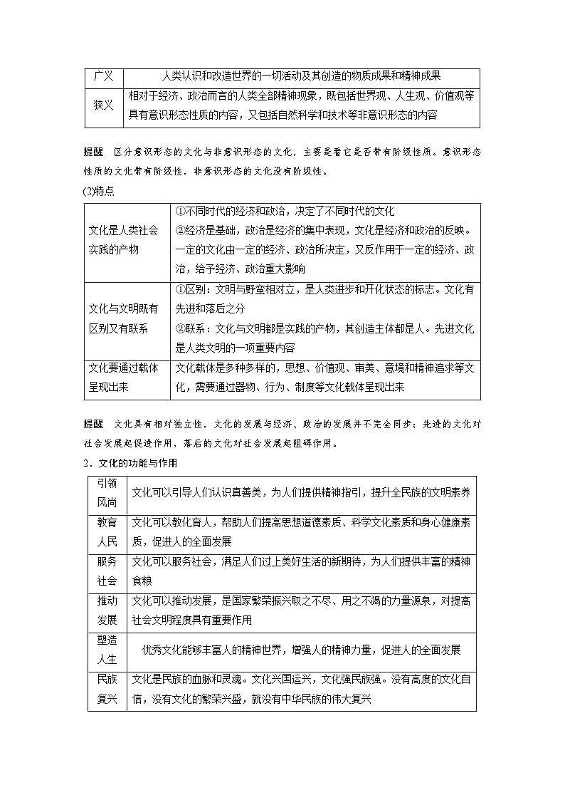 2025年高考政治大一轮复习 必修4 第二十三课　继承发展中华优秀传统文化（课件+讲义）03